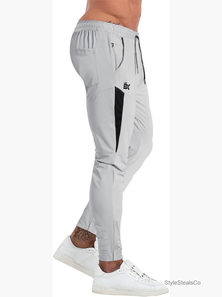 Men's Tapered Gym Joggers With Hidden Pocket Quick Dry Workout Pants